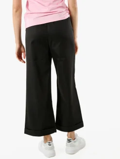Solada Pantaloni donna a palazzo con risvolto - nero