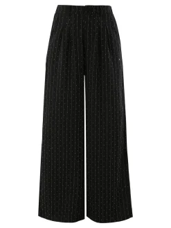 Solada Pantaloni donna a palazzo con micro borchie luccicanti - nero