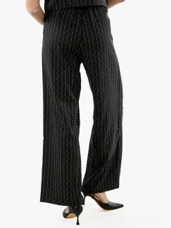 Solada Pantaloni donna a palazzo con micro borchie luccicanti - nero