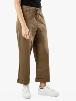 Solada Pantaloni donna a palazzo con risvolto - fango
