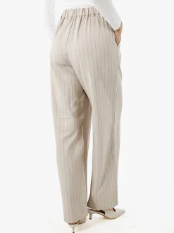Solada Pantaloni donna a palazzo con micro borchie luccicanti - beige