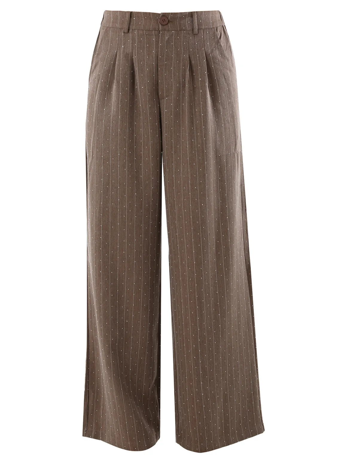 Solada Pantaloni donna a palazzo con micro borchie luccicanti - marrone