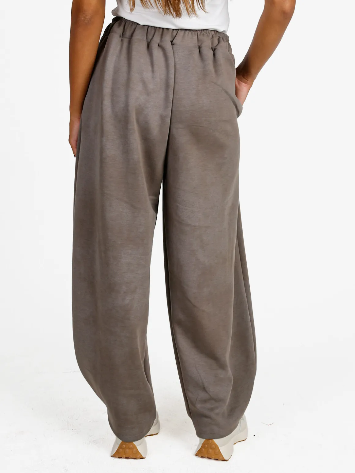 Solada Pantaloni donna a palloncino con coulisse - fango