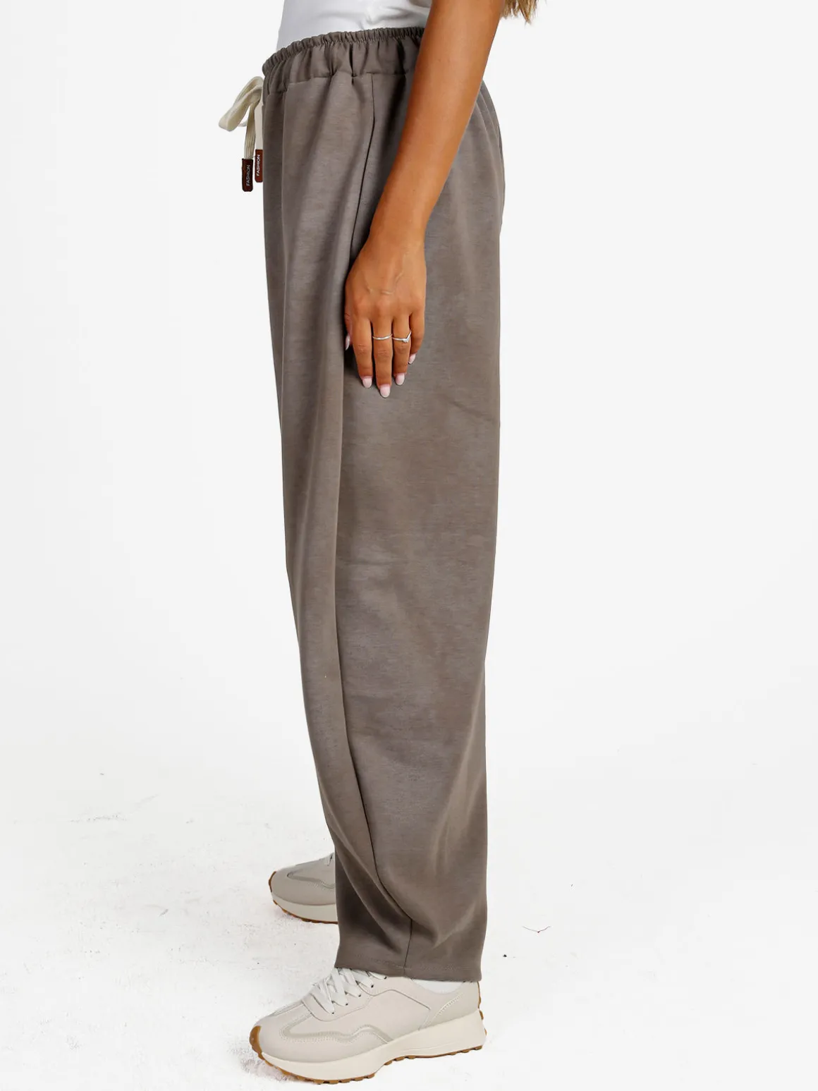 Solada Pantaloni donna a palloncino con coulisse - fango