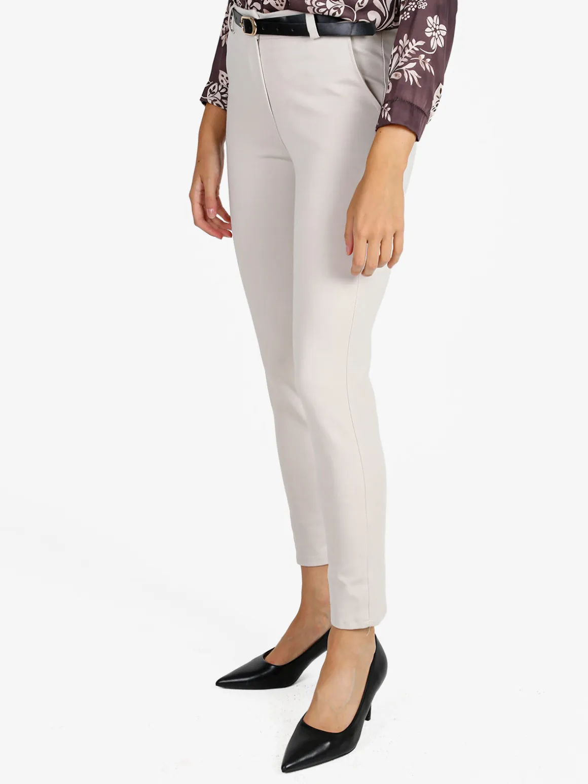 Solada Pantaloni donna a sigaretta con cintura - beige