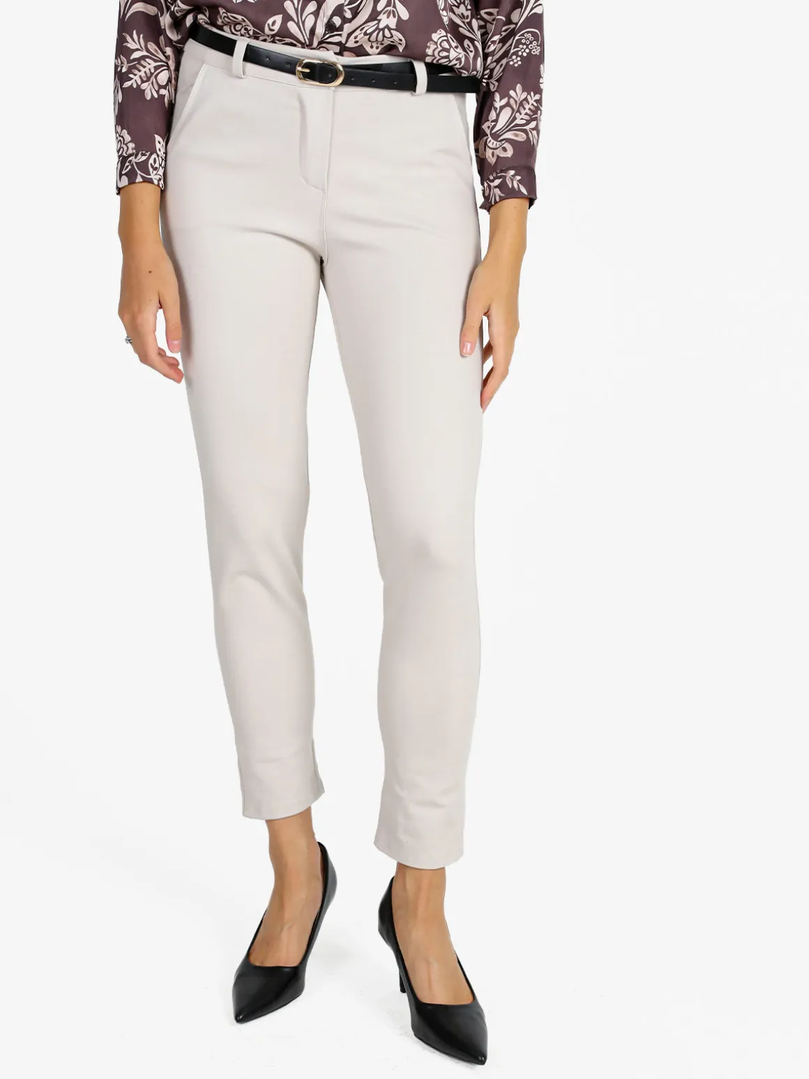 Solada Pantaloni donna a sigaretta con cintura - beige