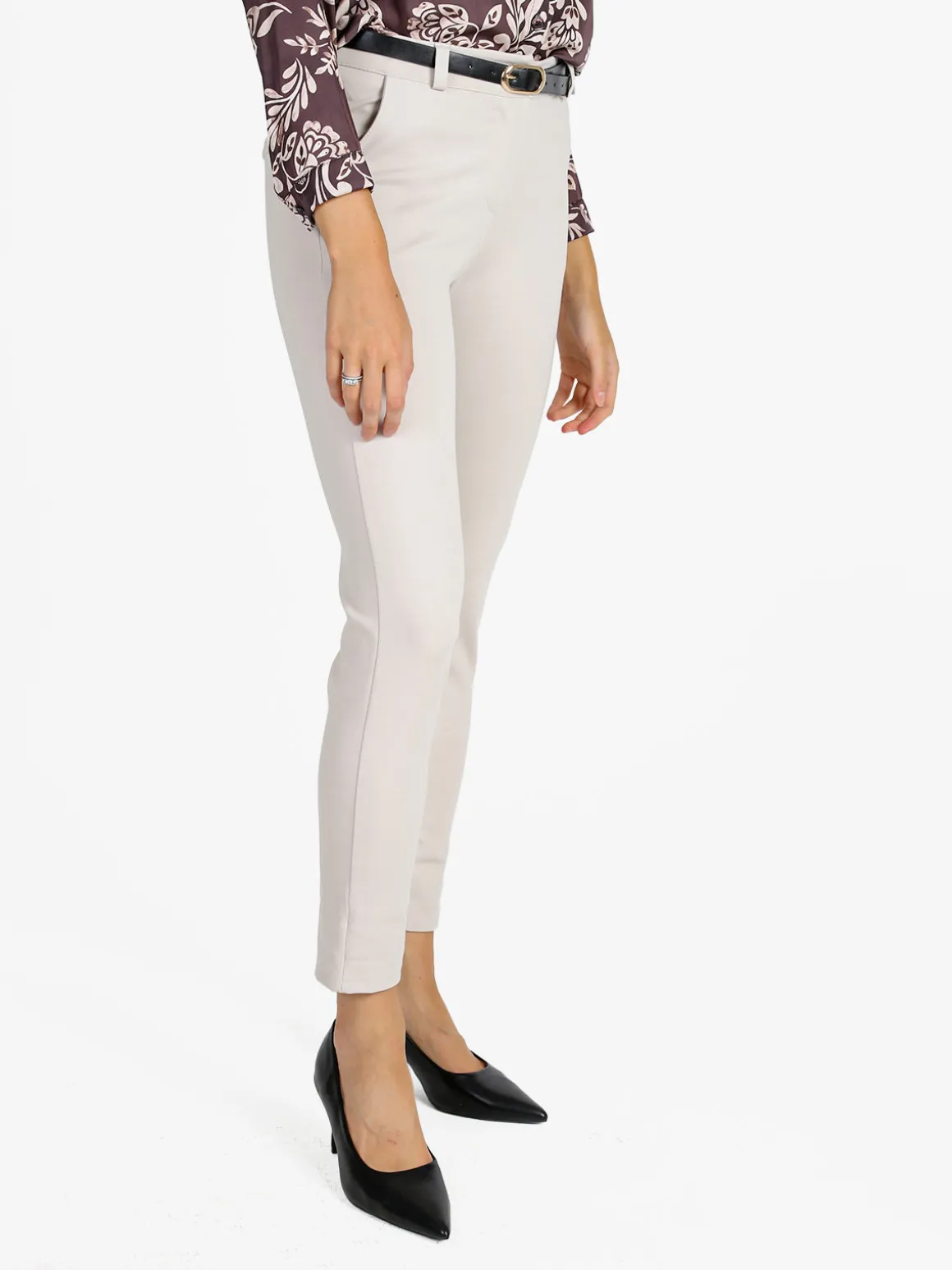 Solada Pantaloni donna a sigaretta con cintura - beige