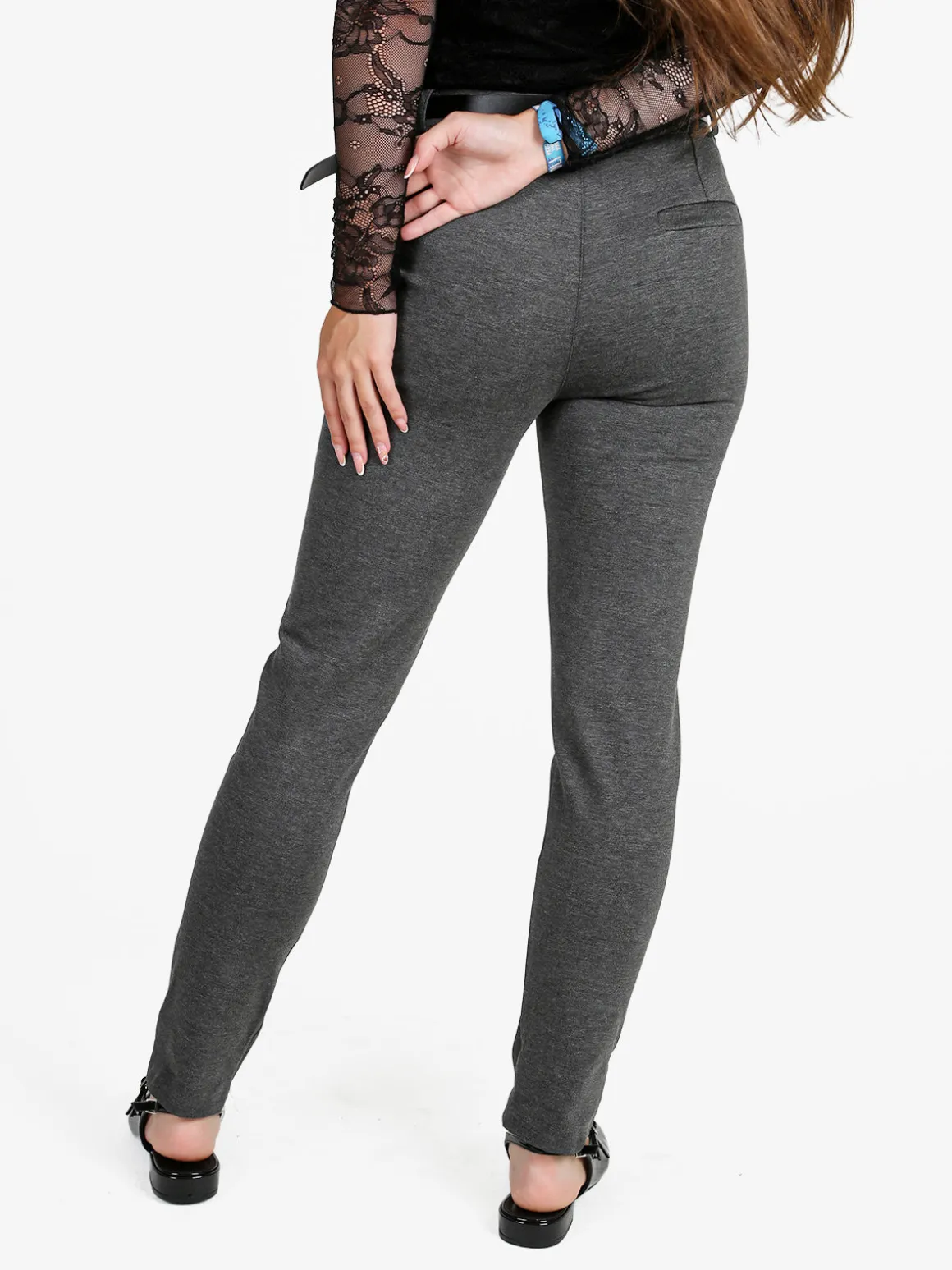 Solada Pantaloni donna a sigaretta con cintura - grigio scuro