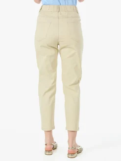 Solada Pantaloni donna a vita alta in misto cotone - beige