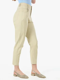 Solada Pantaloni donna a vita alta in misto cotone - beige