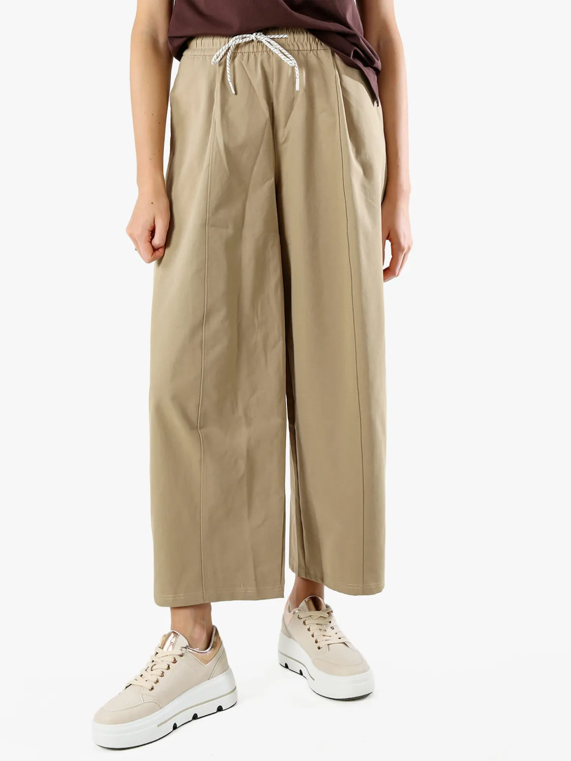 Solada Pantaloni donna barrell cropped - khaki