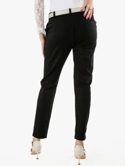 Solada Pantaloni donna capri con cintura - nero