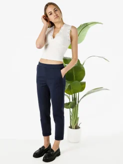 Solada Pantaloni donna casual con risvolto - blu scuro