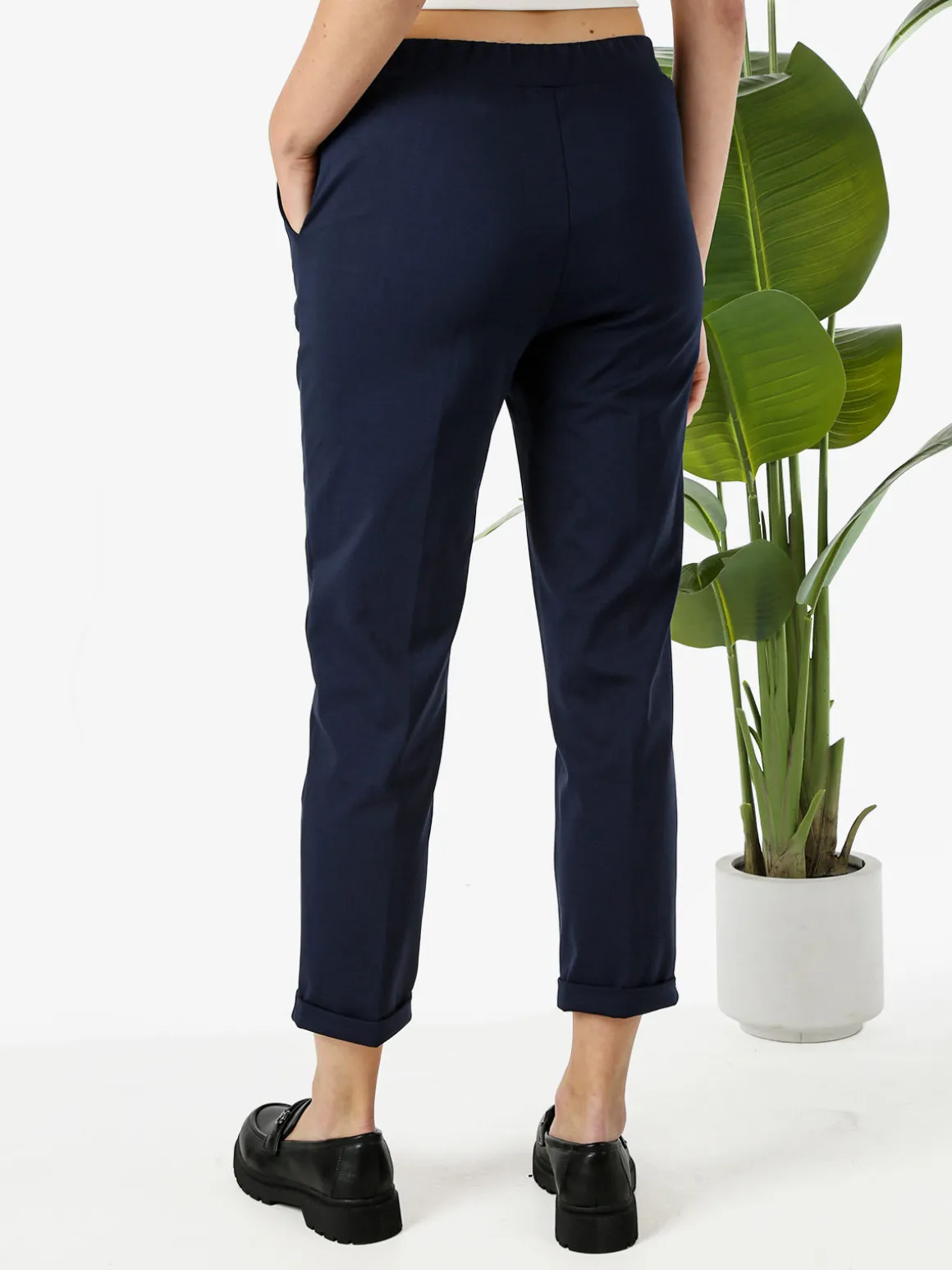 Solada Pantaloni donna casual con risvolto - blu scuro