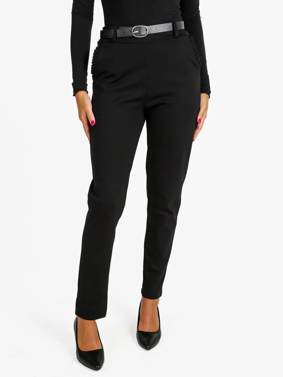 Solada Pantaloni donna casual a vita alta - nero
