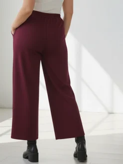 Solada Pantaloni donna con elastico in vita taglie forti - bordeaux