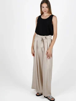 Solada Pantaloni donna con vita alta elastica e gamba larga