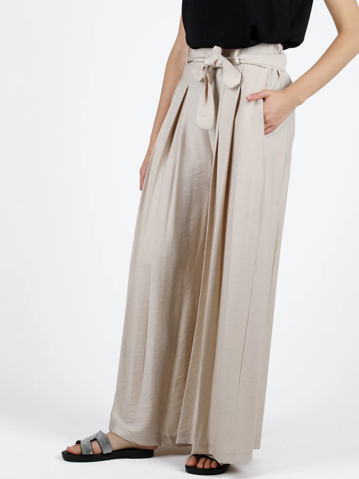 Solada Pantaloni donna con vita alta elastica e gamba larga