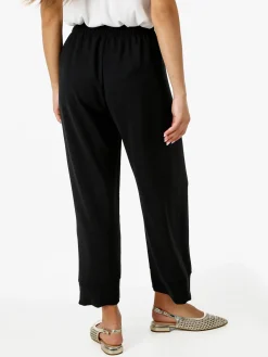 Solada Pantaloni donna cropped a gamba larga con coulisse - nero