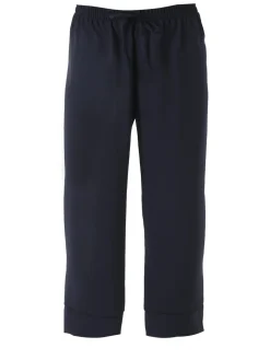 Solada Pantaloni donna cropped a gamba larga con coulisse - blu scuro