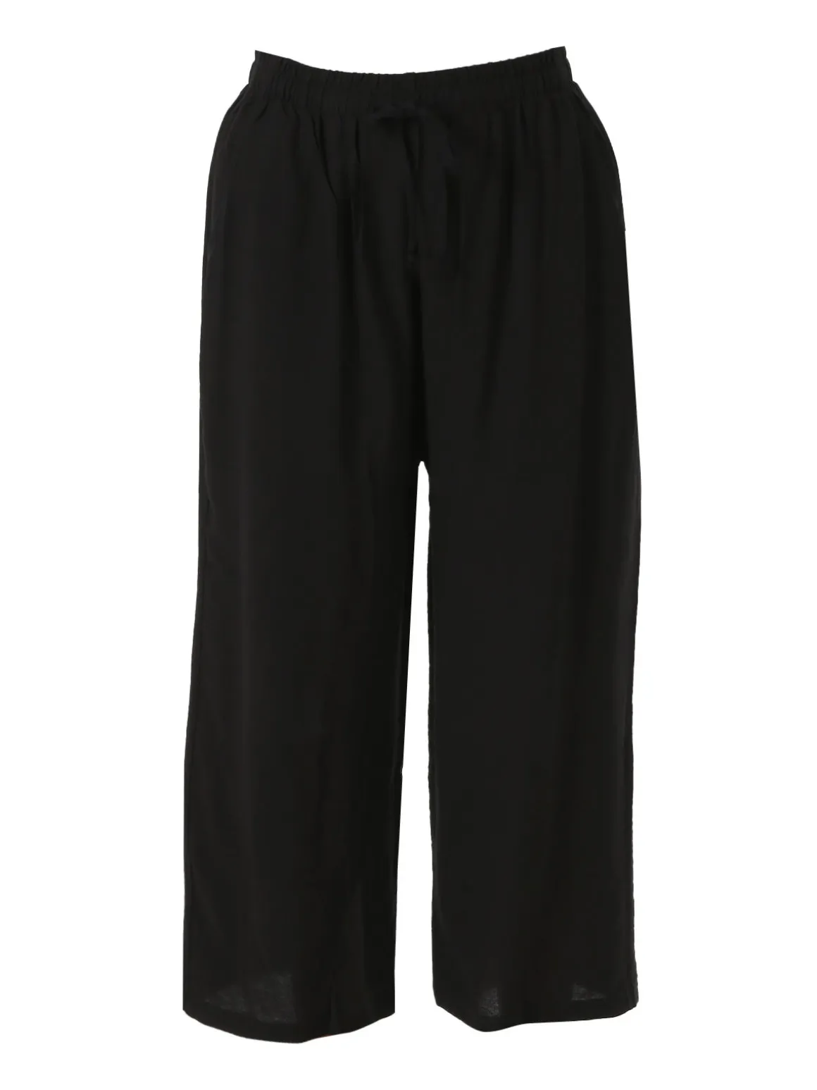 Solada Pantaloni donna cropped a gamba larga con coulisse - nero