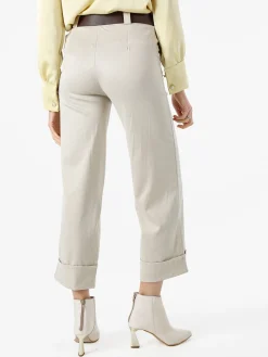 Solada Pantaloni donna cropp a gamba larga con stampa texture - beige