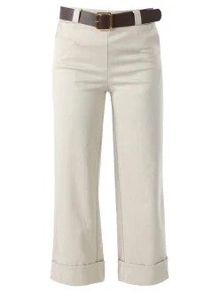 Solada Pantaloni donna cropp a gamba larga con stampa texture - beige