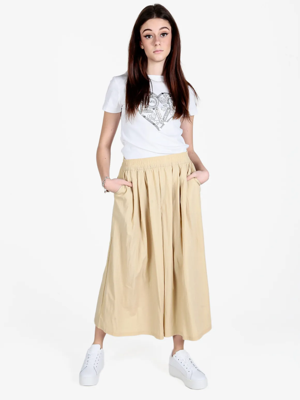 Solada Pantaloni donna cropped a palazzo effetto crespo