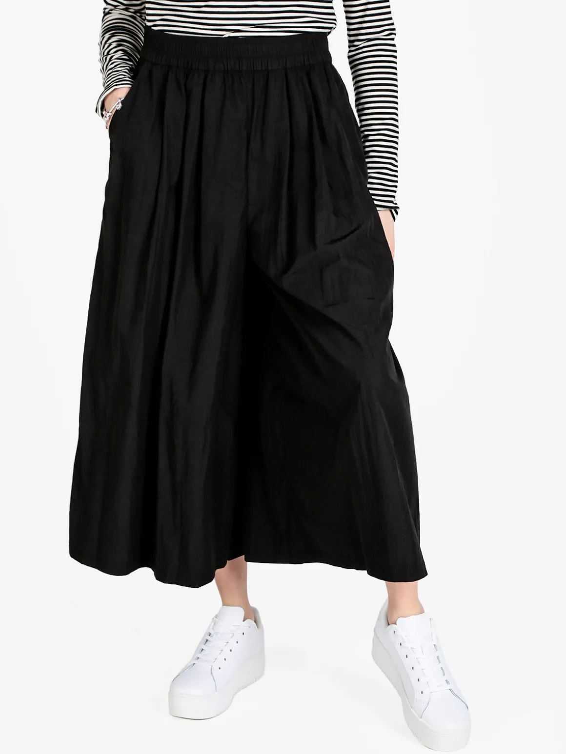 Solada Pantaloni donna cropped a palazzo effetto crespo