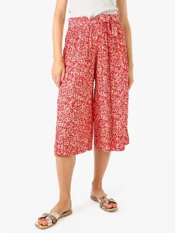 Solada Pantaloni donna culotte con stampa floreale - rosso