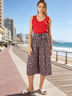 Solada Pantaloni donna culotte con stampa floreale - blu scuro