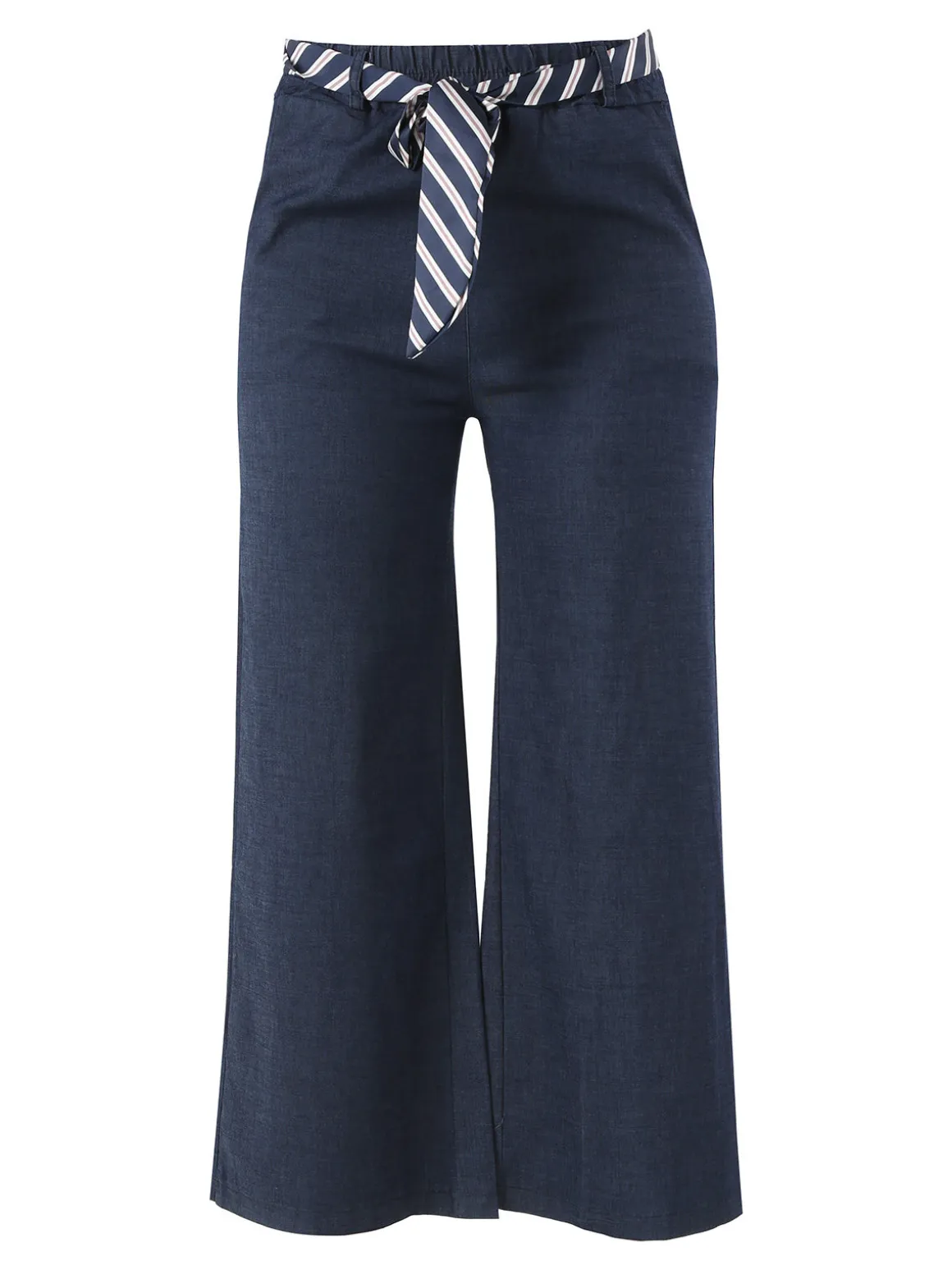 Solada Pantaloni donna culotte effetto jeans con cintura a foulard - jeans