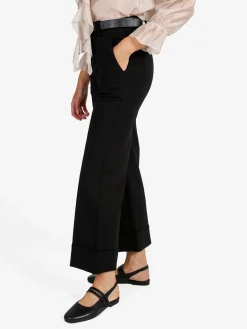 Solada Pantaloni donna culotte con cintura e risvolto sul finale