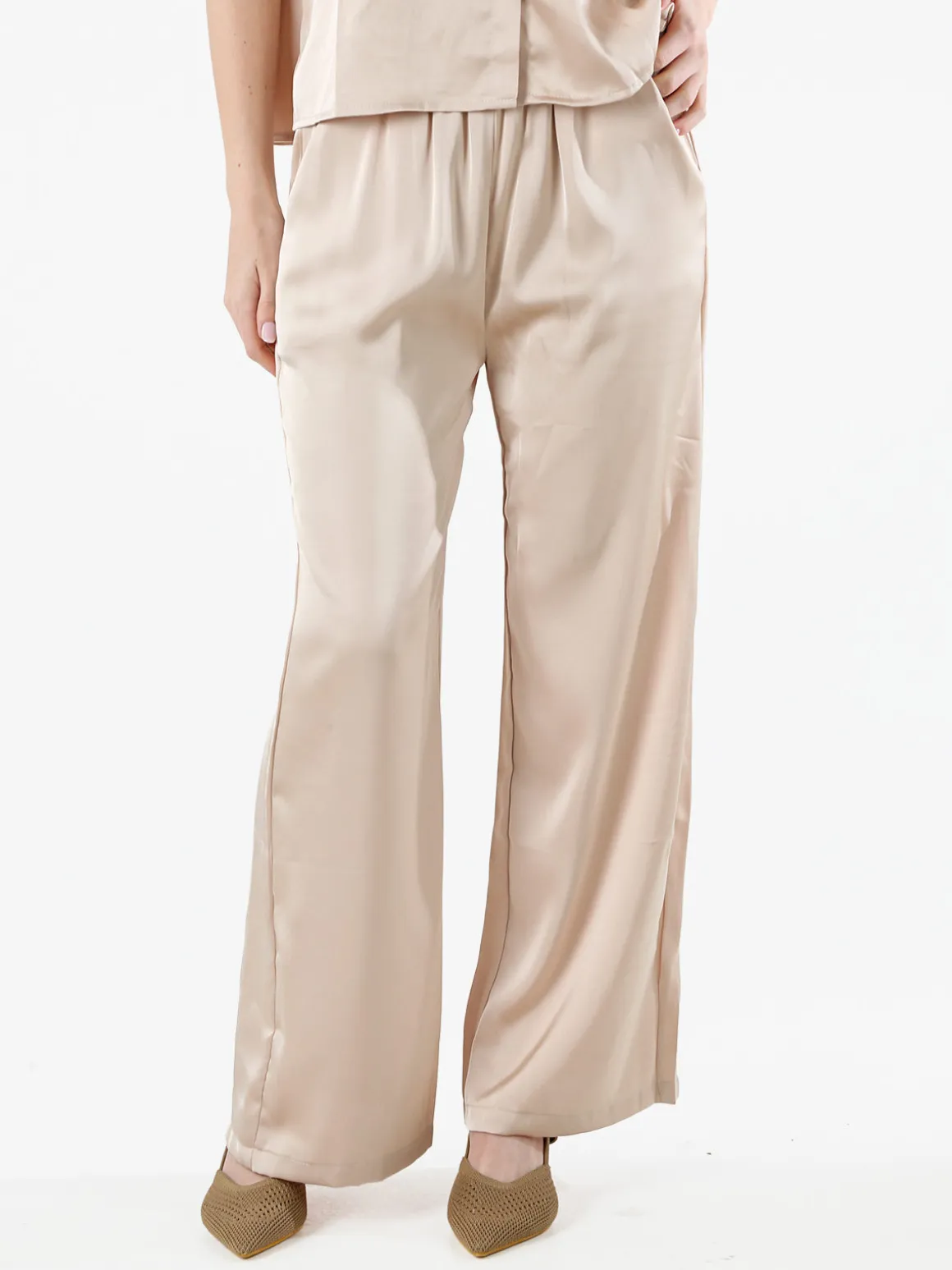 Solada Pantaloni donna effetto raso - beige