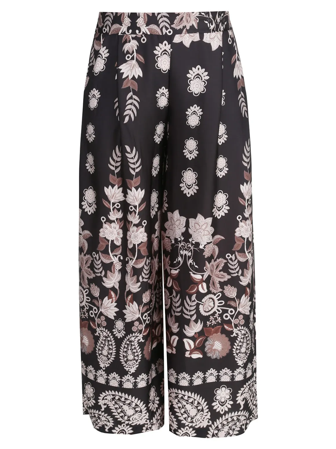 Solada Pantaloni donna effetto raso con stampe - nero