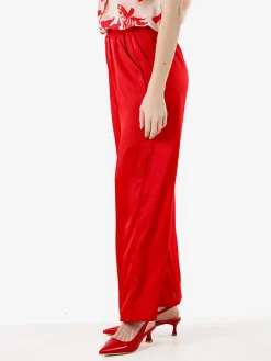 Solada Pantaloni donna effetto raso con stampe - moro