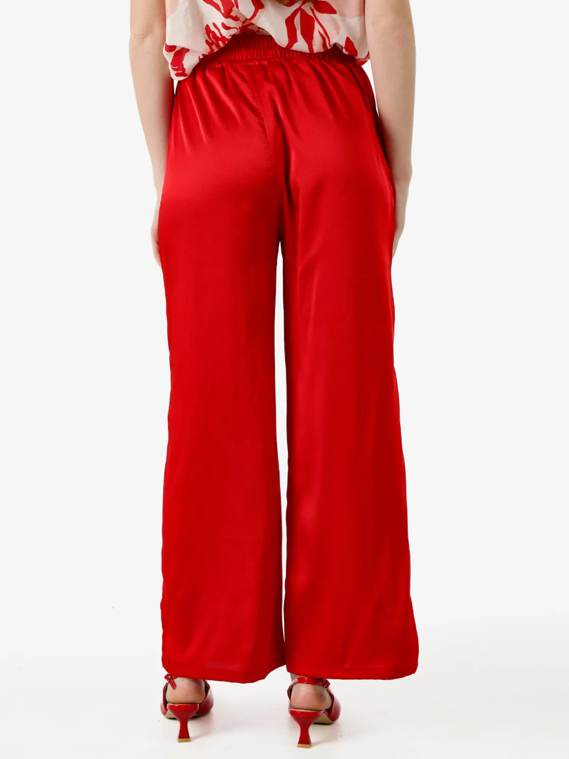 Solada Pantaloni donna effetto raso con stampe - moro