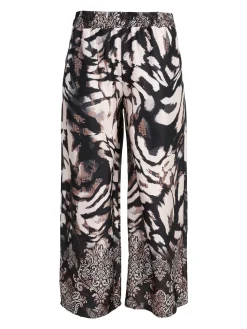 Solada Pantaloni donna effetto raso con stampe - nero