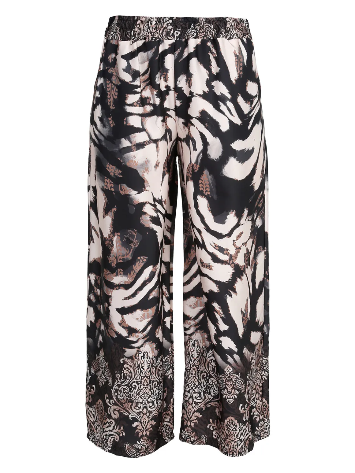 Solada Pantaloni donna effetto raso con stampe - nero