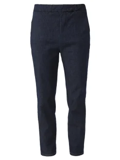 Solada Pantaloni donna effetto jeans con elastico in vita - blu scuro