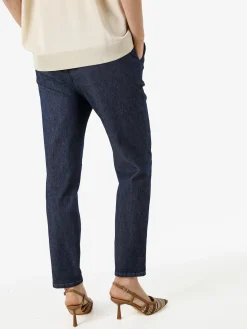 Solada Pantaloni donna effetto jeans con elastico in vita - blu scuro