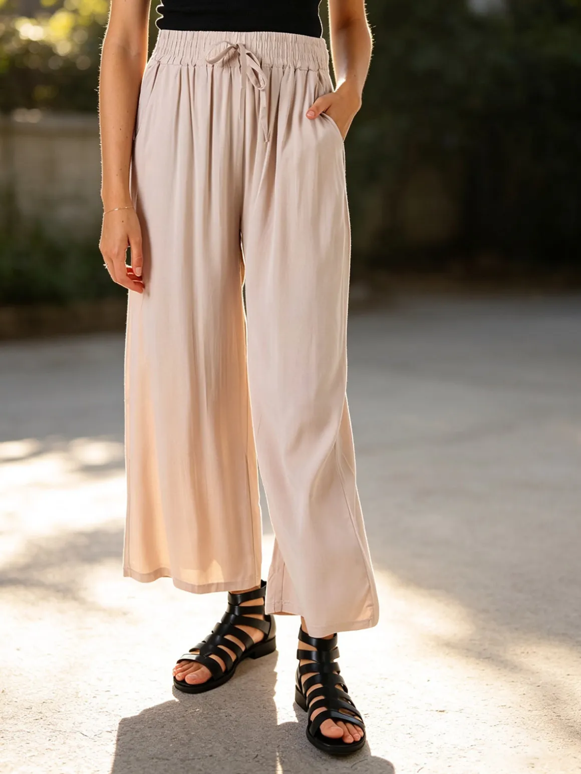 Solada Pantaloni donna estivi in cotone - beige