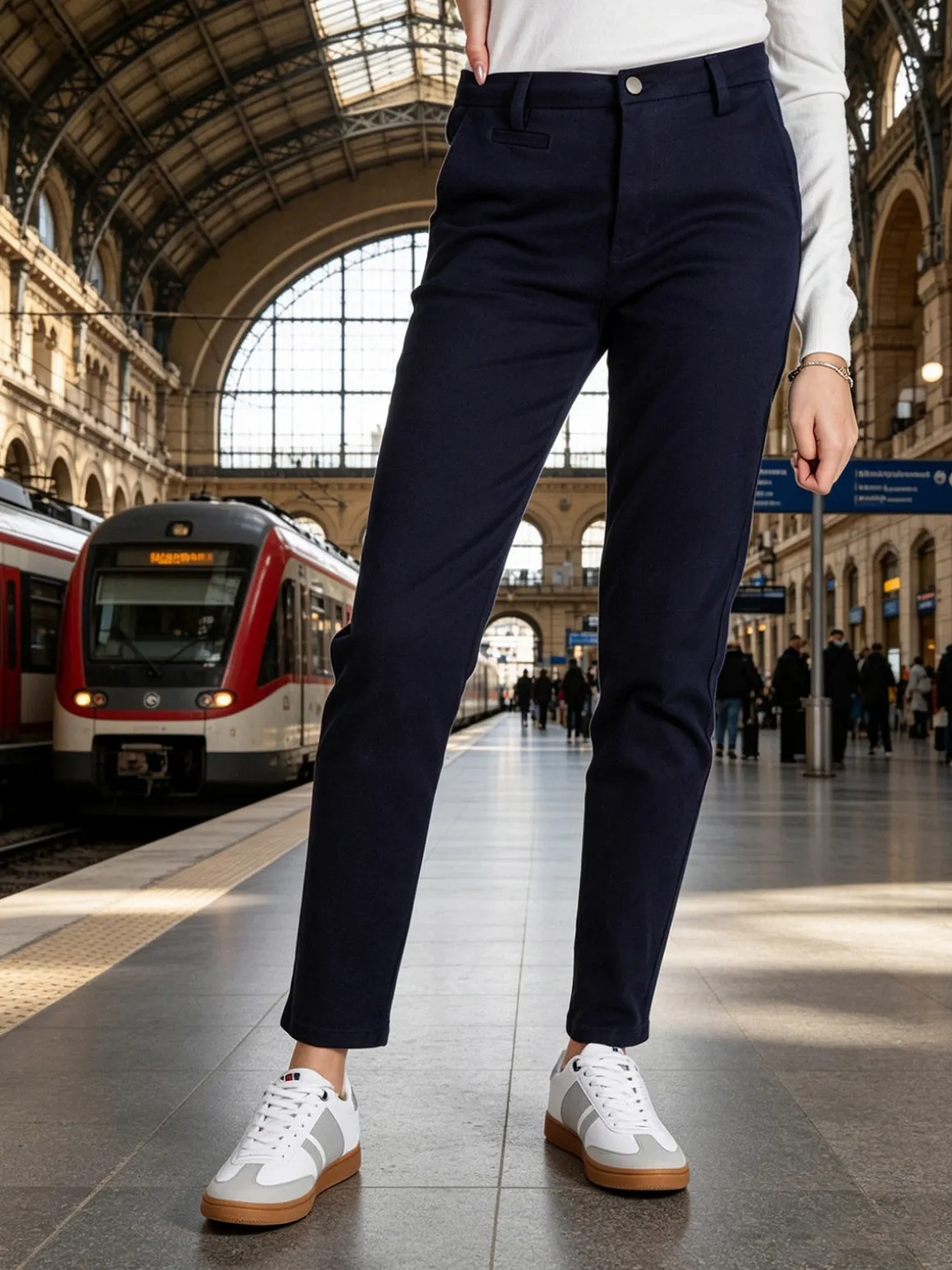 Solada Pantaloni donna in cotone a gamba dritta