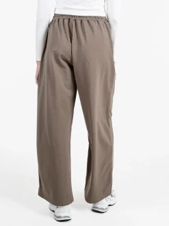 Solada Pantaloni donna in cotone a gamba larga con coulisse - tabacco