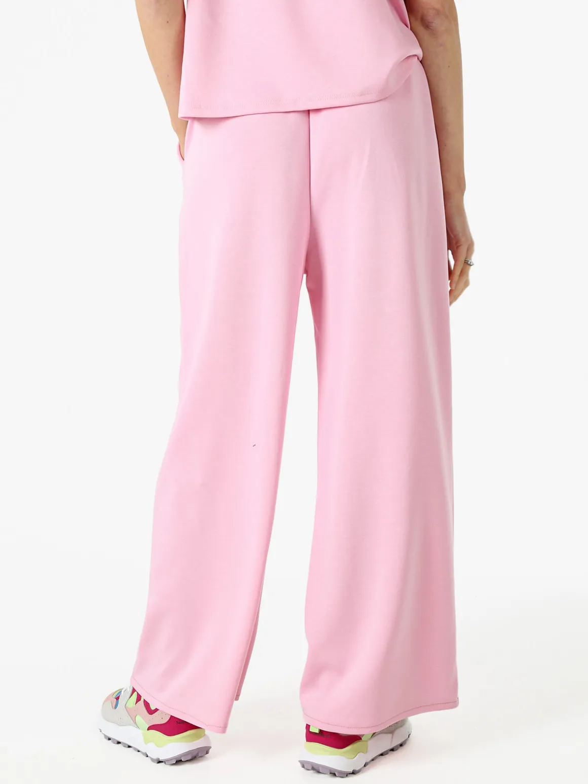 Solada Pantaloni donna in felpa a gamba larga con coulisse - nero