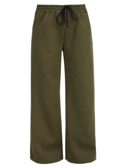 Solada Pantaloni donna in felpa a gamba larga con coulisse - militare