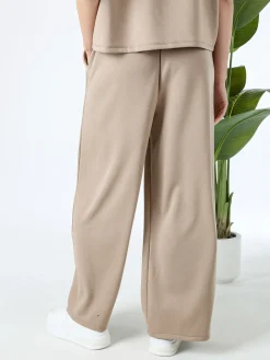 Solada Pantaloni donna in felpa a gamba larga con coulisse - bordeaux