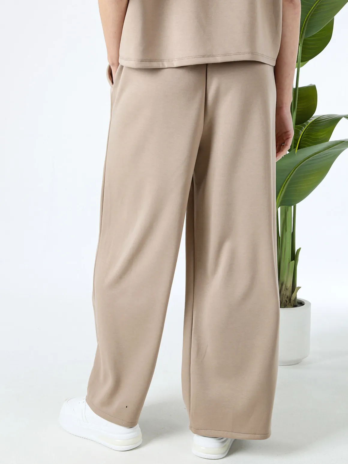 Solada Pantaloni donna in felpa a gamba larga con coulisse - bordeaux