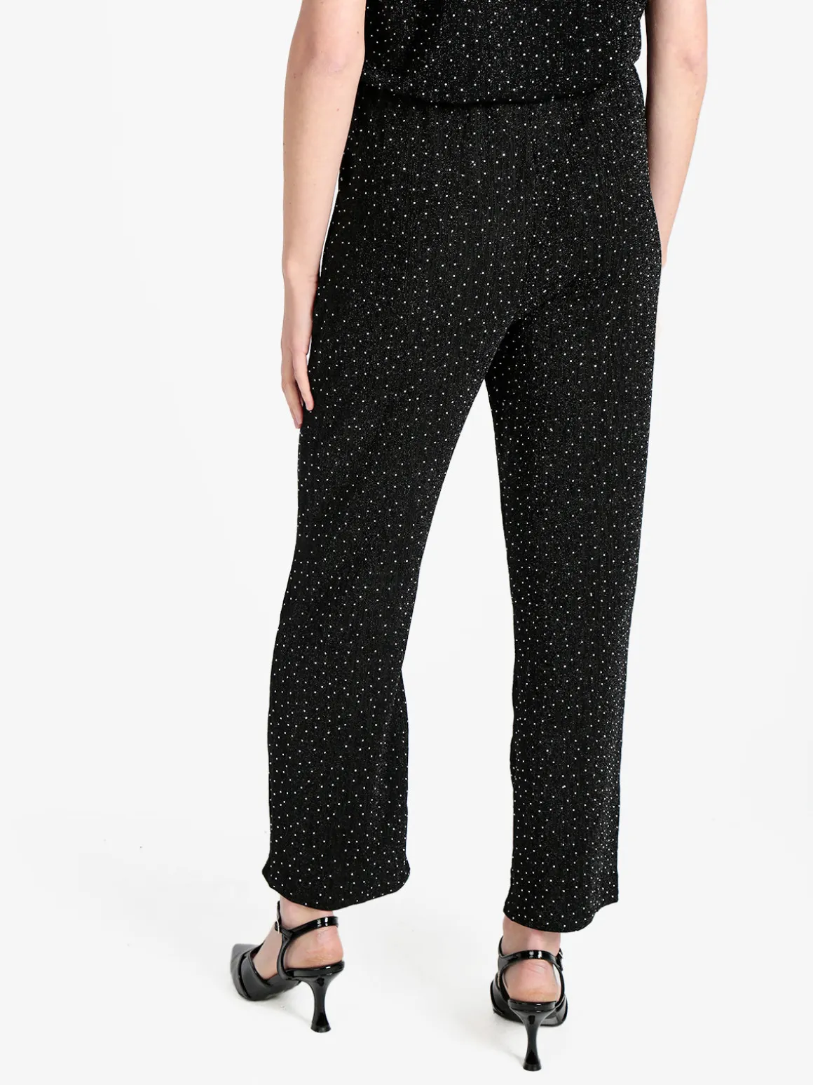 Solada Pantaloni donna in lurex con piccole borchie