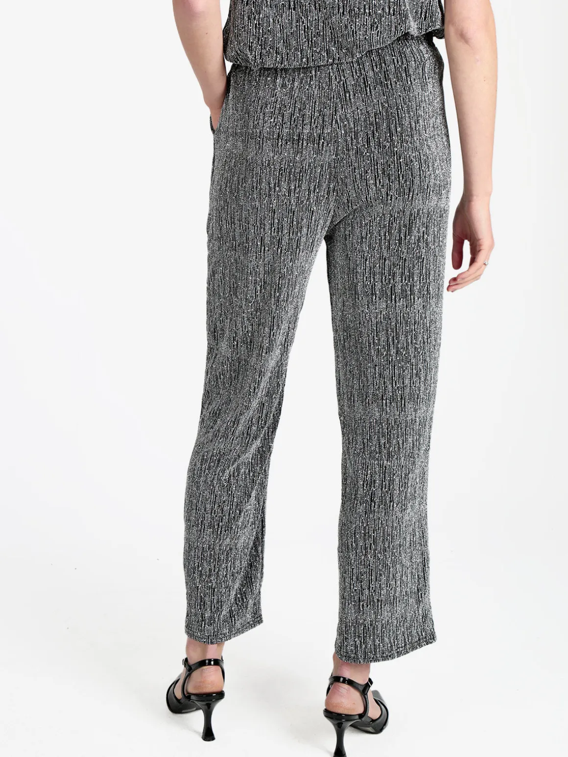 Solada Pantaloni donna in lurex con piccole borchie